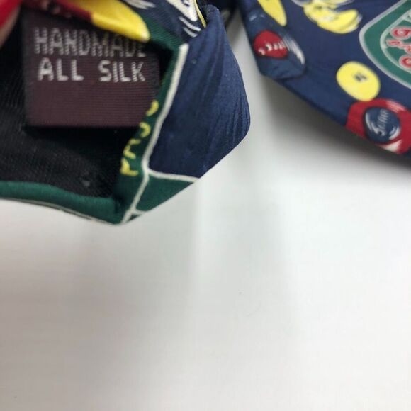 Vintage 1990s Sabatini Men's All Handmade Silk Neck Tie Casino Poker Gambling - Picture 6 of 7